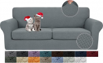 JIVINER Pack of 3 diivanikatted 2 padjad, diivan, Stretch diivan Slipcover koos 2 ekstra suure istmepadja kattega, paks paigaldatud diivanikatted elutuppa (XL Loveseat, helehall)