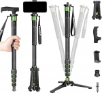 Manbily G-333 Carbon Fiber Camera Monopod koos aluse ja jalutuskeppide k&auml;epidemega, 5 sektsiooni kuni 180 cm, matkapostid, reisimonopood, kompaktne, kerge jalgadega, max 10 kg, DSLR kaamera, videokaamera