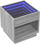 vidaXL kohvilaud, Infinity LED-iga k&uuml;ljelaud, diivanilaud, kohvilaud elutuppa, teelaud, elutoa laud, hall Sonoma puitmaterjalist klaas