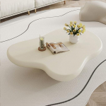 Pilvikujuline t&auml;ispuidust kohvilaud Cartoon Style Indoor Coffee Table Cream White Cartoon Style Modern Center Table for Bedroom Living Room Furniture Beige-100*69