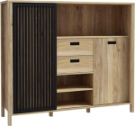 Forte JYTANA kapp 150, skandinaavia kapp 2 sahtli ja kappide ustega ning 3 riiuliga, Mauvella tammepuidust dekoor/must, 59" lai x 51" k&otilde;rge x 15,8" s&uuml;gavus