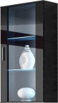 Mirjan24 Soho S2 rippuv vitriinkapp, klaasist vitriinkapp, hoiukapp, elutuba, Highboard, kapp (must/must k&otilde;rgl&auml;ikega, RGB LED valgustusega)