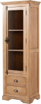 MASSIVMOEBEL24.DE Toulouse #02 Massiivpuidust vitriinkapp Mango Wood Beige &Otilde;litatud 2 sahtlit 3 kambrit 65 x 45 x 190 cm Klaasikapp K&otilde;rge kapp Maakodu stiilis