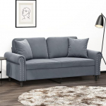 LAPOOH 3200946 2-kohaline diivan dekoratiivsete padjadega, tumehall, 140 cm, samet, Lounge diivan, diivanid ja diivanid, l&otilde;&otilde;gastav diivan, diivan elutuppa