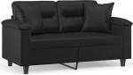 Willood 2-kohaline diivan dekoratiivpatjadega, diivan dekoratiivpadjadega, lamades diivan elutuppa, polsterdatud diivan, tugitool, l&otilde;&otilde;gastav diivan, Lounge diivan, l&otilde;&otilde;gastav diivan, must, 120 cm,