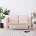 Hommdiy diivan kangast diivan 2-kohaline / 3-kohaline polsterdatud diivan Lounge diivan puidust disain (kreemikas-2-kohaline)