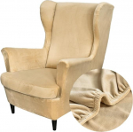 Highdi Plain Velvet 2-osaline Wing Chair Cover, tugitoolide katted, Wing Chair kaitsvad katted, elastne Tiger Chair Cover koos k&auml;etoega, k&otilde;rge seljatoega, universaalne (kreemikas v&auml;rvid)