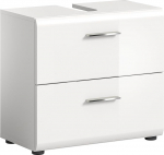 xonox.home - Ice Wash Washin Cabinet 60 x 54 x 32 cm, valge k&otilde;rgl&auml;ikega s&uuml;gav t&otilde;mmatud esiosa valge - aluskapp Vanity Unit Vannitoa kapis - 2 sahtliga