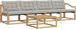 Gartenm&ouml;belset aus massivem Akazienholz, Modulares Sofa-Set f&uuml;r Terrasse & Garten, Loungem&ouml;bel mit Textilene & Kissen, Robuste Outdoor Sitzgruppe, 79 x 79 x 37 cm