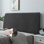 DUJUIKE voodi pealae kate, Stretch voodi pealae slipcover, tolmukindel kaitsev kate polsterdatud magamistoa pealaele, sametkangas (s&uuml;gav must, 200-220cm (King))