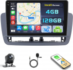 Hikity Android 15 4+128G Autoradio f&uuml;r Seat Ibiza Typ 6J 2012-2015 mit 9 Zoll Incell Touchscreen, Autoradio 2DIN mit Wireless Carplay Android Auto, FM/RDS Radio BT GPS WiFi R&uuml;ckfahrkamera + MIC