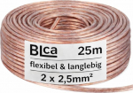 DCSk BLca 25 m 2 x 2,5 mm&sup2; k&otilde;larikaabel CCA I boxi kaabel, isoleeritud, l&auml;bipaistev, polaarsusm&auml;rgistusega, I LS kaabel m&uuml;&uuml;akse meetri kaupa stereos&uuml;steemile jne.