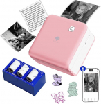 Phomemo Photo Printer 300 DPI - Mini Printer for Smartphone, P2S Portable Thermal Printer for Stickers, Mini Thermal Printer with 3 Rolls of Paper, for Printing Bullet Journals and To-Do Lists