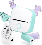 T02 Mini Stickers, Portable Photo Thermal Printer for Learning Notes Pictures Photos Magazines Compatible with Mobile Phone Tablet Green