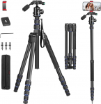 Manbily Tripod Camera 188 cm 74 Inch Tripod Lightweight Compact Tripod 360&deg; Ball Head with Handle for DSLR Camera Monopod Travel Tripod Aluminium 1/4 Inch Thread Projector Video Photo Tripod Vlog