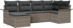 Rantry 6-teiliges Garten-Sofa-Set mit Kissen Grau Poly-Rattan Gartenlounge Model3345429