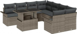 Rantry 9-teiliges Garten Sofa Set mit Kissen Grau Poly-Rattan Gartenlounge Model3348255