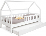 Ehrenkind&reg; Lille House Bed with Removable Fall Protection Made of Solid Wood FSC&reg; Certified Including Bed Box 90 x 200 cm Children's Bed 90 x 200 cm White