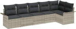 Rantry 6-teiliges Garten-Sofa-Set mit Kissen Hellgrau Poly Rattan Gartenlounge Model3345382