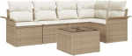 Rantry 6-teiliges Garten-Sofa-Set mit Kissen Brown Poly Rattan Gartenlounge Model3345371