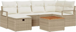 Rantry 7-teilige Garten Sofa Set mit Kissen Beige Poly Rattan, 2-Sitzer Garten Sofa mit Stauraum & Kissen Beige Poly Rattan Gartenlounge Model3360872