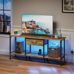 TV kapp TV Stand Lowboard koos pistikupesa ja USB pesadega TV kapp LED valgustusega TV laud laud kuni 65-tollise teleri jaoks elutuppa s&ouml;&ouml;gituppa magamistuppa