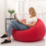 LONEEDY Inflatable Chair Sofa, Inflatable Seat Gaming Lounger, Indoor Outdoor Camping Garden Stylish Soft Plush Fabric for Adults Children Single (Spherical Red)