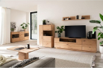 Wohnm&ouml;bel Set Living Unit in Solid Oiled Oak 5-Piece Set 1 Sideboard 1 Highboard 1 Wall Shelf 1 Lowboard 1 Coffee Table