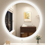 STARLEAD 80 cm Round Bathroom Mirror with Lighting, Bluetooth, Dimmable, 3 Colour Temperatures, De-fogging, Memory Function, HD Tempered Glass, IP44 Waterproof