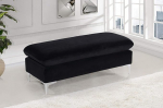 Meridian Furniture 636Black-Ott Naomi Collection Modern | Modern Velvet Padded Ottoman/Bench with Rich Gold or Chrome Legs, Black