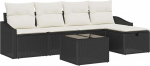 vidaXL Diivan Set mit Kissen 5 pcs Poly-Rattan, Garten und Terrasse, modulares Sofa-Set, kerge, robust, UV-best&auml;ndig, flexible einstellbares Lounge-M&ouml;bel