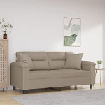 2-Sitzer-Sofa mit Kissen Dopplesofa Diivan Couch Loungesofa Polstersofa Relaxsofa G&auml;stesofa Loveseat Sofa f&uuml;r Schlafzimmer G&auml;stezimmer Taupe 140 cm Mikrofasergewebe