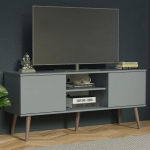 Madesa TV-kapp 2 ukse ja 2 riiuliga kuni 55-tollise televiisori jaoks, elutuppa, 136 x 40 x 60 cm, puit, hall