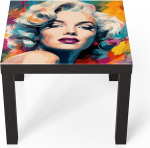 DEQORI klaasist laud | Must v&auml;ike 55 x 55 cm | Diva v&auml;rvide r&uuml;pes | Ebatavaline klaasist k&uuml;ljelaud | K&otilde;rgl&auml;ikega kohvilaud elutuppa | Moodne disainiga diivanilaud