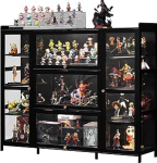 REBOTZ klaasvitriin, akr&uuml;&uuml;list vitriinkapp, kollektsioonikapp, 70/100/130 cm, ustega hoiukapp, kokkupandav uksekonstruktsioon mugavaks hoiustamiseks, suletud ja tolmukindel (135 x 33