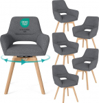 WAFTING P&ouml;&ouml;rlevad s&ouml;&ouml;gitoa toolid, 6 tooli komplekt koos k&auml;etoega, 360&deg; p&ouml;&ouml;ratavad, polsterdatud toolid p&ouml;&ouml;gijalgadega, p&ouml;&ouml;rlevad toolid, s&ouml;&ouml;gituba, k&ouml;&ouml;gitool, p&ouml;&ouml;ratavad, elutuppa, magamistuppa, tumehall