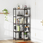 VEDECASA 5 riiuliga nurgaraamaturiiul, suur 5-korruseline k&otilde;rge nurgariiul, p&otilde;randal seisev kaasaegne nurgaraamaturiiul metallraamiga, avatud riiulid elutuppa, magamistuppa, kontorisse, vintage hall