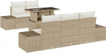 Rantry 6-teiliges Garten Sofa Set mit Kissen Beiges Poly Rattan Gartenlounge Model3349097