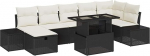 Rantry 8-teiliges Garten Sofa Set mit Kissen Schwarz Poly Rattan Gartenlounge Model3359884