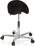 hjh OFFICE Move-TEC 3D PRO I 608911 Work Stool Fabric Black Saddle Stool for Dynamic and Healthy Sitting