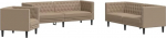 Diivan-set f&uuml;r Wohnzimmer, 3-Sitzer und 2-Sitzer und Chesterfield-Sessel, 3-osaline, Cappuccino, Kunstleder