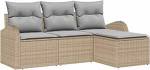 4-teiliges Garten-Sofa-Set mit Kissen Beige Poly Rattan, 2-Sitzer Garten-Sofa mit Stauraum & Kissen Beige Poly Rattan Gartenlounge Model3354659
