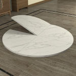 Tqoiozxa Runder Klapptisch aus Holz, 120-220 cm Durchmesser, platzsparend, gro&szlig;e runde, klappbare Ausziehtischplatte, f&uuml;r Catering, Bankette, Partys, tempor&auml;r, ohne Beine(White,160cm/62.9in)