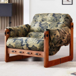 AMZSEW tugitool, elutuba, tugitool, polsterdatud tool, keskpaiga lugemistool, polsterdatud tugitool jalgadega, t&auml;ispuidust aktsenttool magamistuppa/elutuppa, rohelised lilled