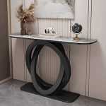 Konsoolne diivanilaud 80,0 cm L Moodne konsoollaud Kivist konsoolne diivanilaud Elutuba veranda laud metallist alusega Ultra &otilde;huke sissep&auml;&auml;sulaud must hall