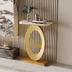 Hltdzer Moderne Konsole Akzent Eingang Platten Tisch mit Tropfenf&ouml;rmiger Basis Schmale Konsole Tisch mit Sintersteinplatte f&uuml;r Flur, Wohnzimmer, Gang(L,60 * 30 * 75CM/23.6 * 11.8 * 29.5IN)