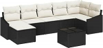 Rantry 7-teiliges Garten Sofa Set mit Kissen Schwarz Poly Rattan Gartenlounge Model3346817