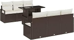 Rantry 7-teiliges Garten Sofa Set mit Kissen Braun Poly Rattan Gartenlounge Model3357481