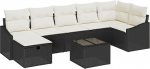 8-teiliges Garten-Sofa-Set mit Kissen aus schwarzem Poly-Rattan Gartenlounge Model3360638