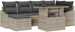 7-teiliges Garten-Sofa-Set mit Kissen in Hellgrau aus Poly-Rattan Gartenlounge Model3357775